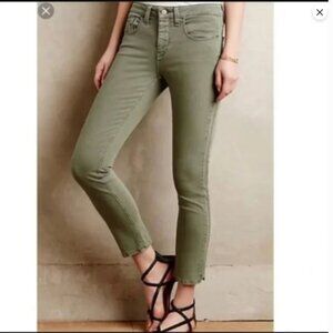 Anthropologie Pilcro And The Letterpress Olive Green Cropped Skinny Pants